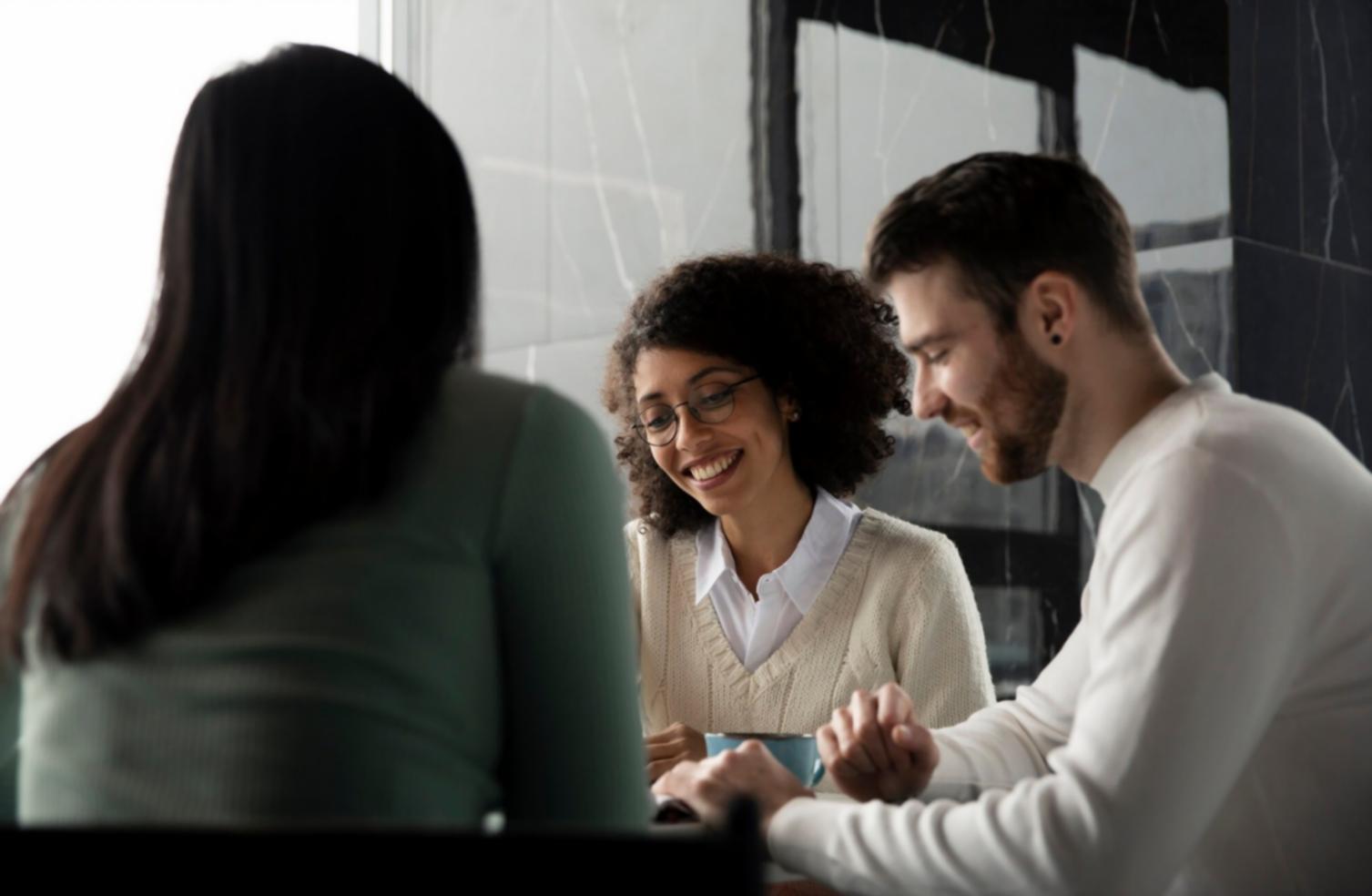 Business consultant identifying early warning signs in financial reports